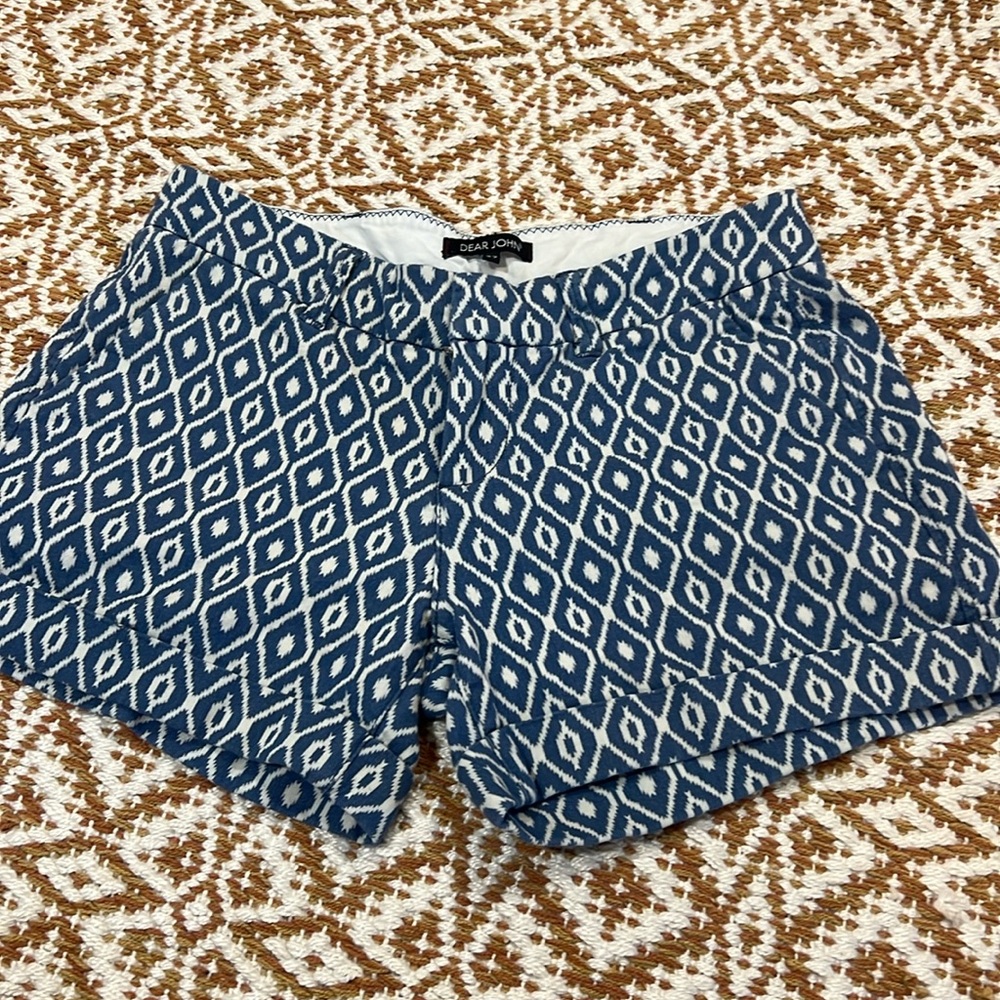 Popular brand - Dear John blue and white geometric print shorts